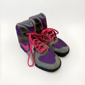 Vintage 90s Nike Women ACG Purple Grey Suede Hiking Shoes Mid Top Boots Size 6